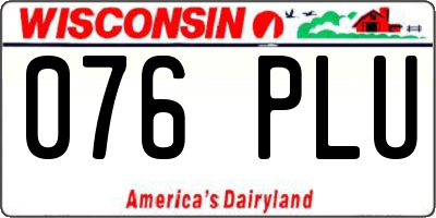 WI license plate 076PLU