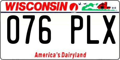 WI license plate 076PLX