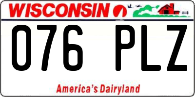 WI license plate 076PLZ
