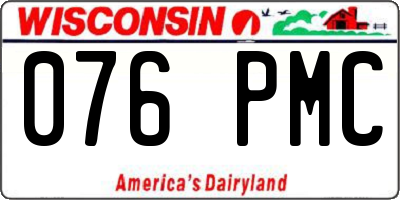 WI license plate 076PMC