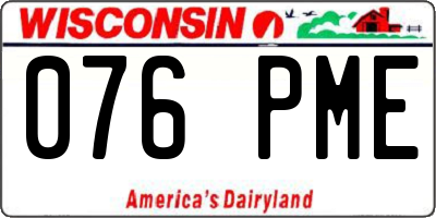 WI license plate 076PME
