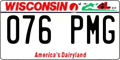WI license plate 076PMG
