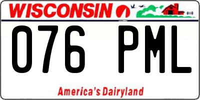 WI license plate 076PML