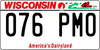 WI license plate 076PMO