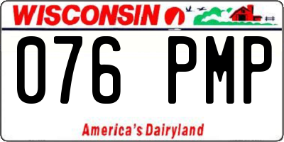 WI license plate 076PMP