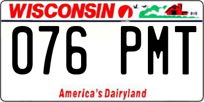WI license plate 076PMT
