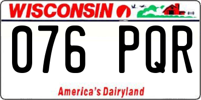 WI license plate 076PQR