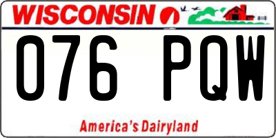 WI license plate 076PQW