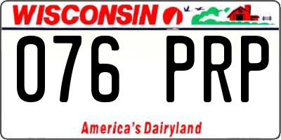 WI license plate 076PRP