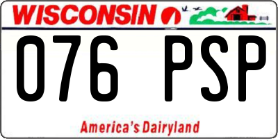 WI license plate 076PSP