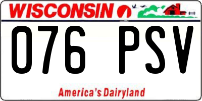 WI license plate 076PSV