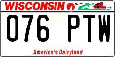 WI license plate 076PTW