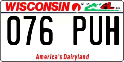 WI license plate 076PUH