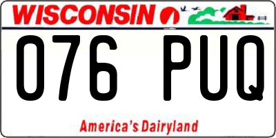 WI license plate 076PUQ