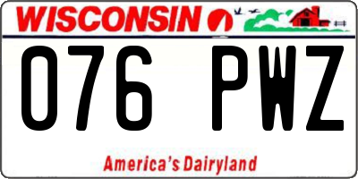 WI license plate 076PWZ