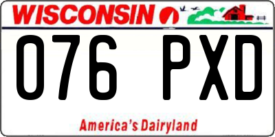 WI license plate 076PXD