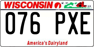 WI license plate 076PXE