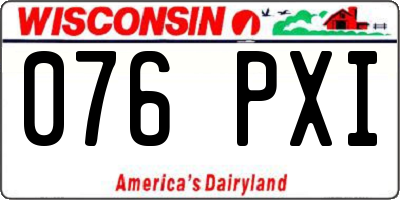 WI license plate 076PXI