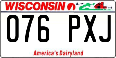 WI license plate 076PXJ