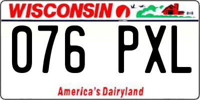 WI license plate 076PXL