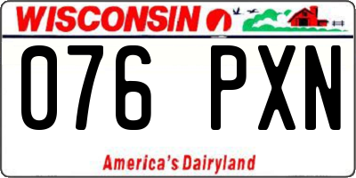 WI license plate 076PXN