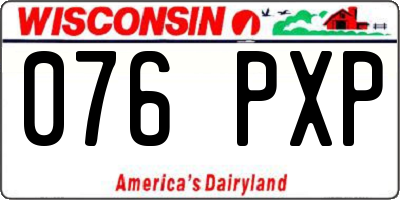 WI license plate 076PXP