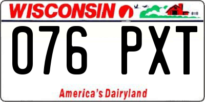 WI license plate 076PXT