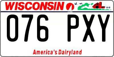 WI license plate 076PXY