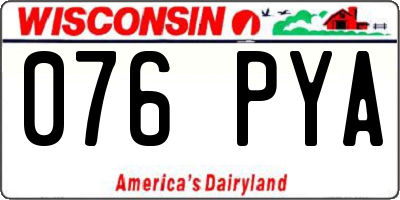 WI license plate 076PYA