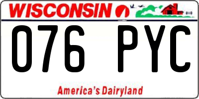 WI license plate 076PYC