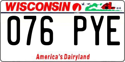 WI license plate 076PYE