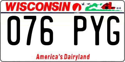 WI license plate 076PYG