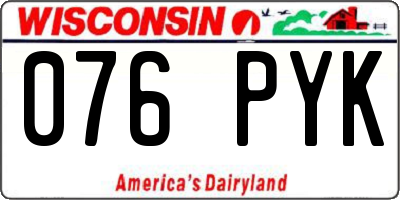 WI license plate 076PYK