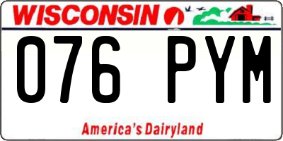 WI license plate 076PYM