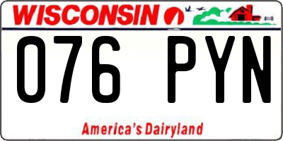 WI license plate 076PYN