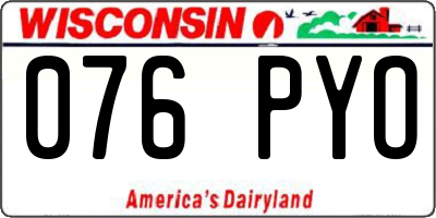 WI license plate 076PYO