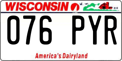 WI license plate 076PYR