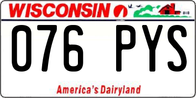 WI license plate 076PYS