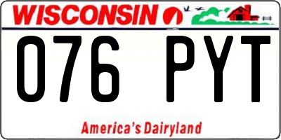 WI license plate 076PYT