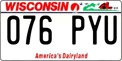WI license plate 076PYU