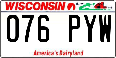 WI license plate 076PYW