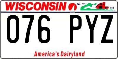 WI license plate 076PYZ