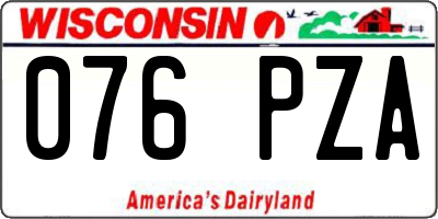 WI license plate 076PZA