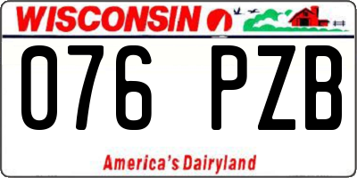 WI license plate 076PZB