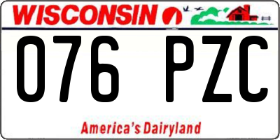 WI license plate 076PZC