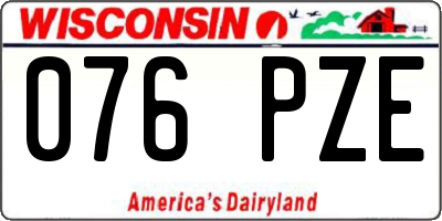 WI license plate 076PZE
