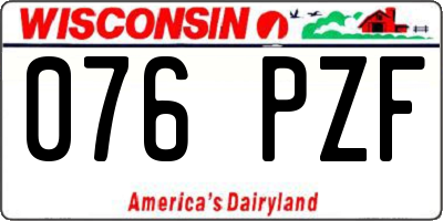 WI license plate 076PZF