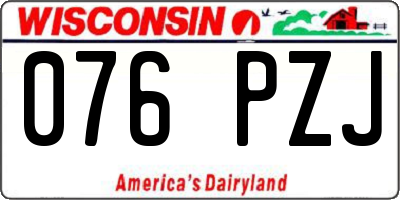 WI license plate 076PZJ
