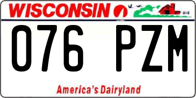 WI license plate 076PZM