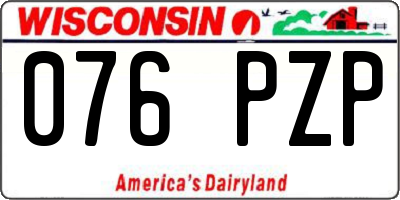WI license plate 076PZP